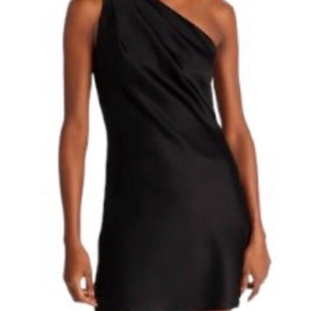 Alice + Olivia Black One-Shoulder Dress